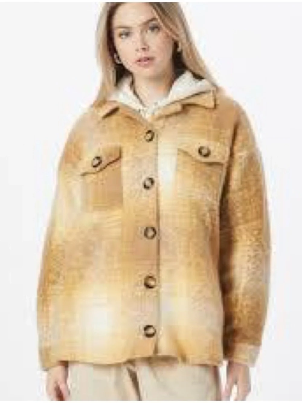 Nasty Gal Between Season Wool-Blend Yellow Plaid Shacket Shirt Jacket